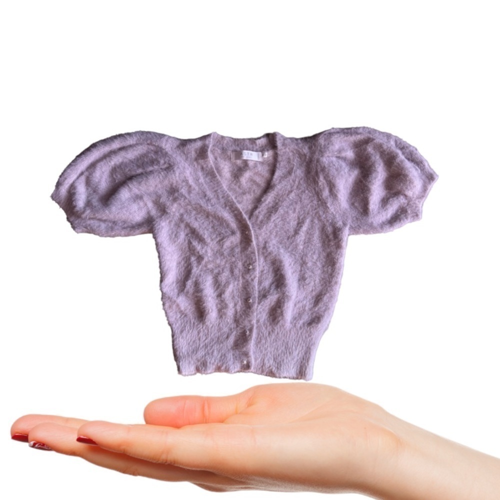 ASTR the label Light Mauve Fluffy buttons Jacket XS nylon and Acrylique